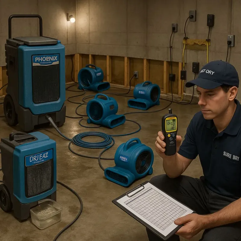 Structural Drying and Dehumidification process in Eldridge, IA